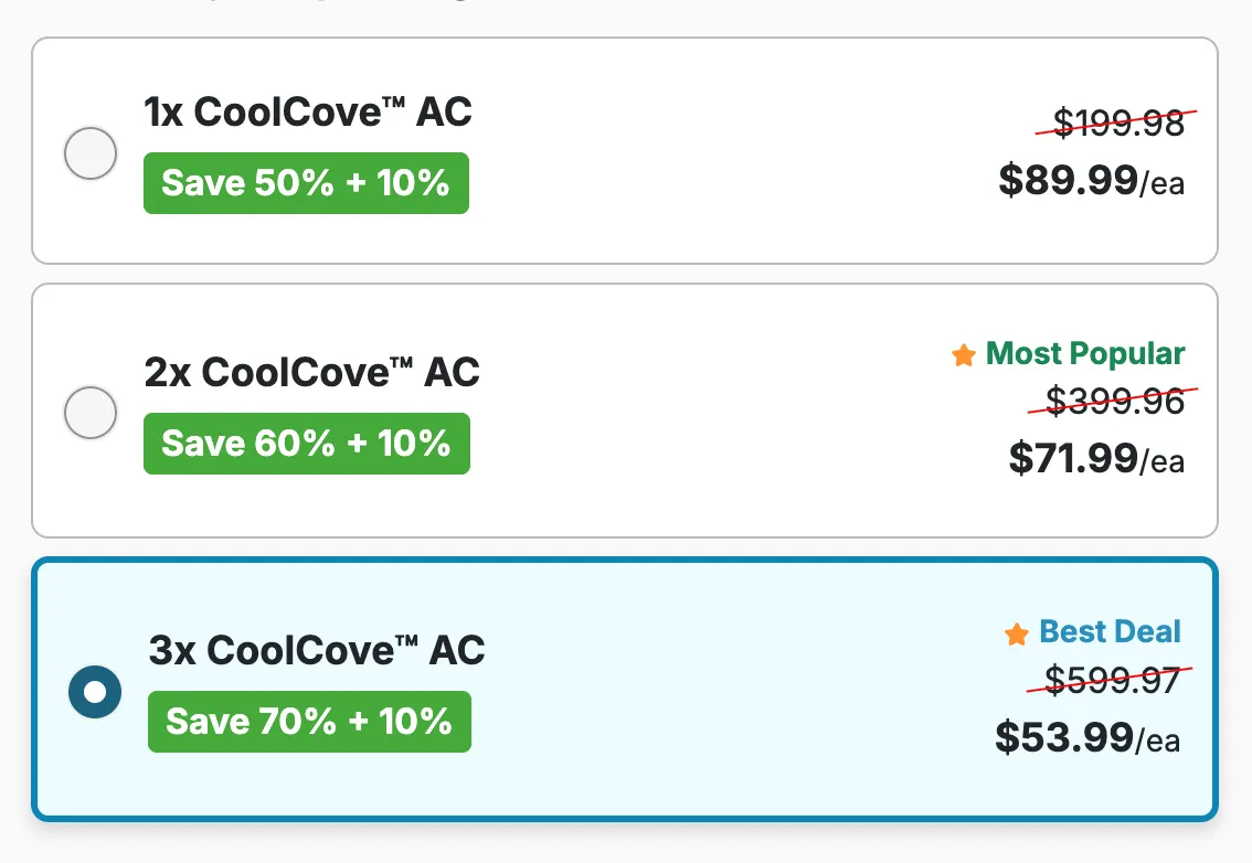 CoolCove Air Cooler pricing and package